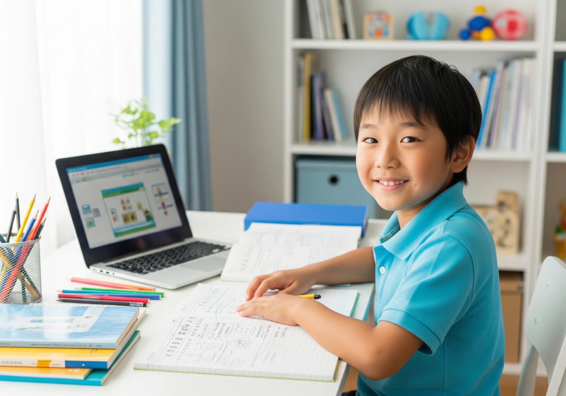 英検の学習に取り組む小学生