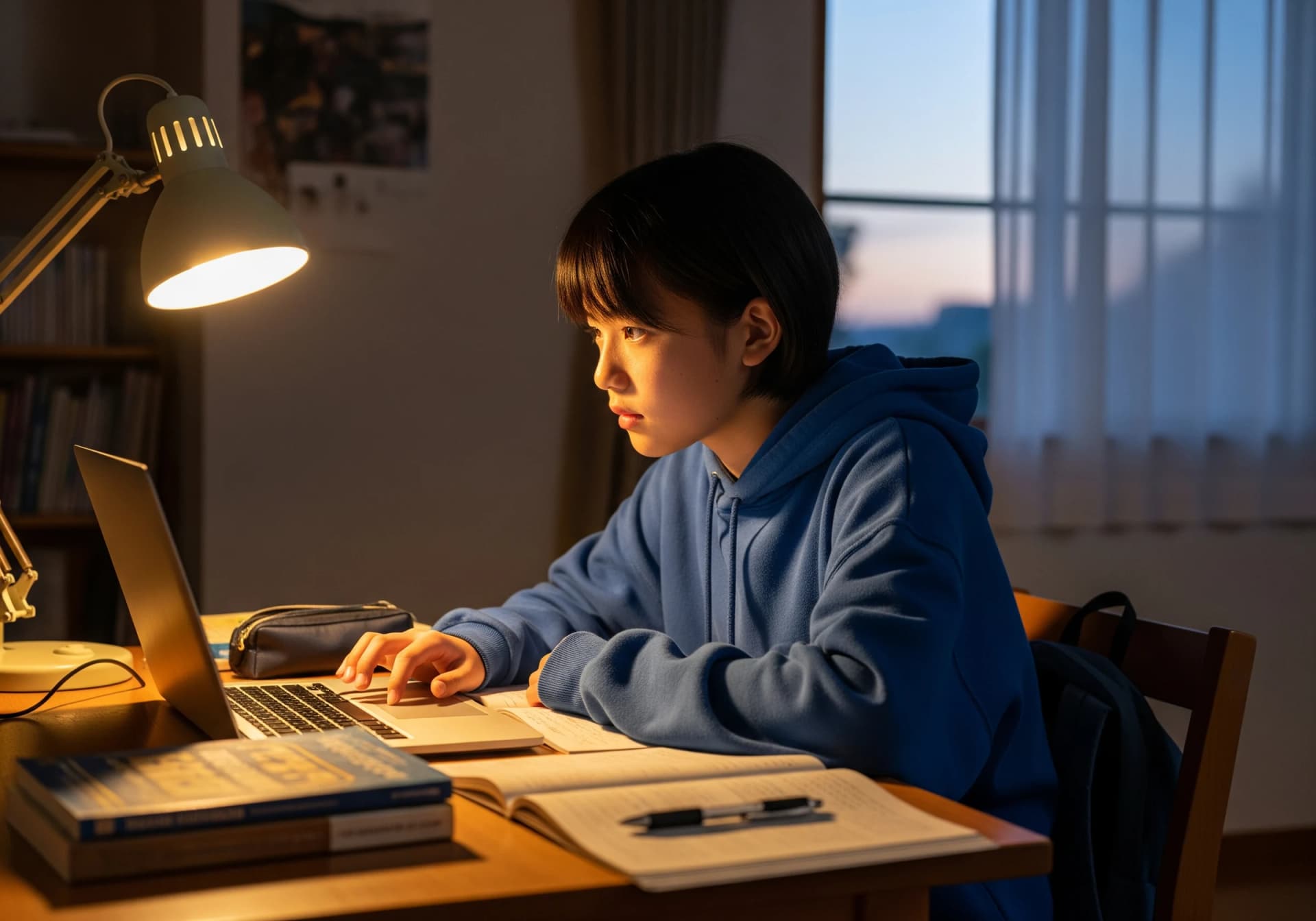 英検合格を目指して取り組む小学生