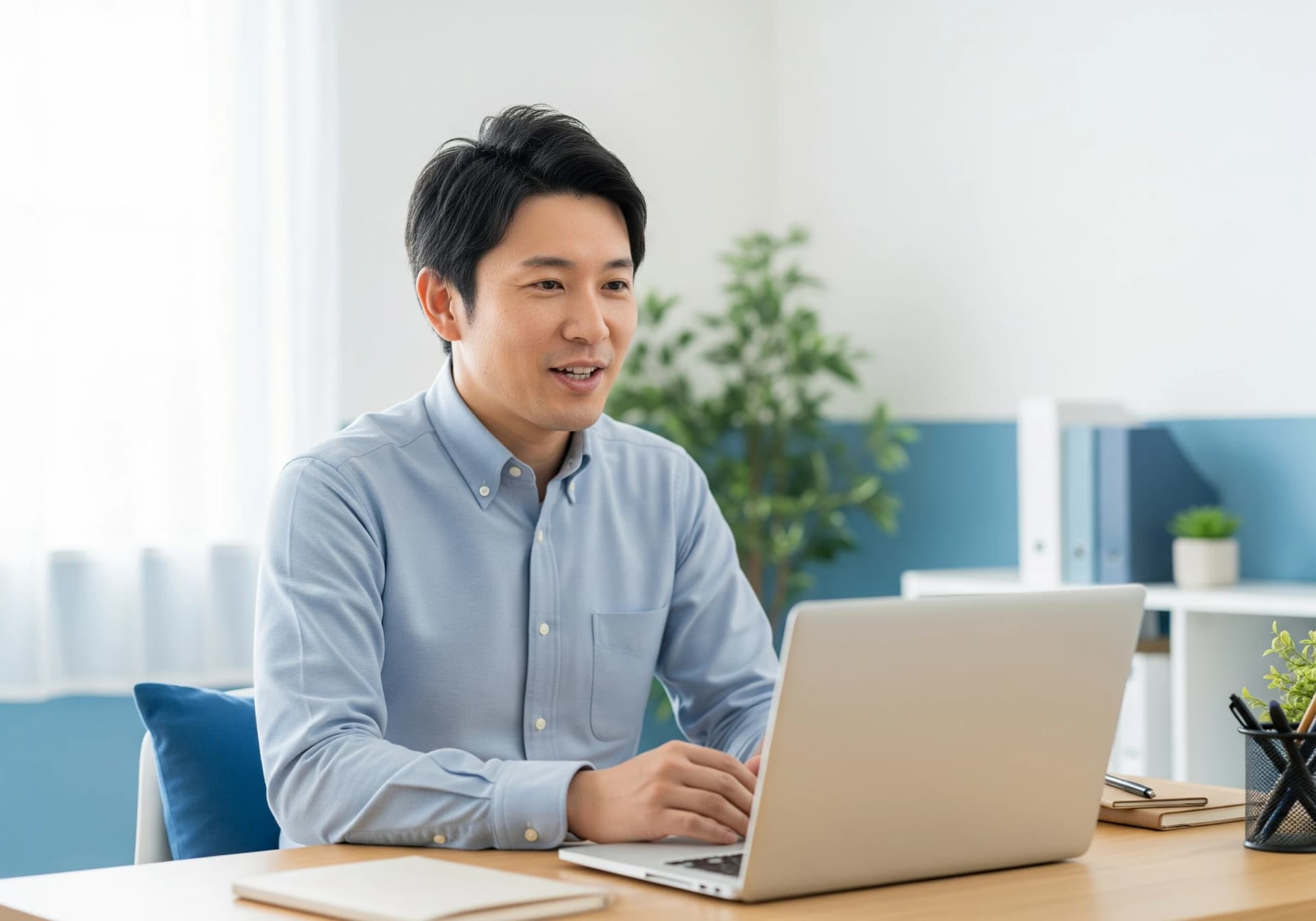 オンラインで英検対策の授業を行う講師